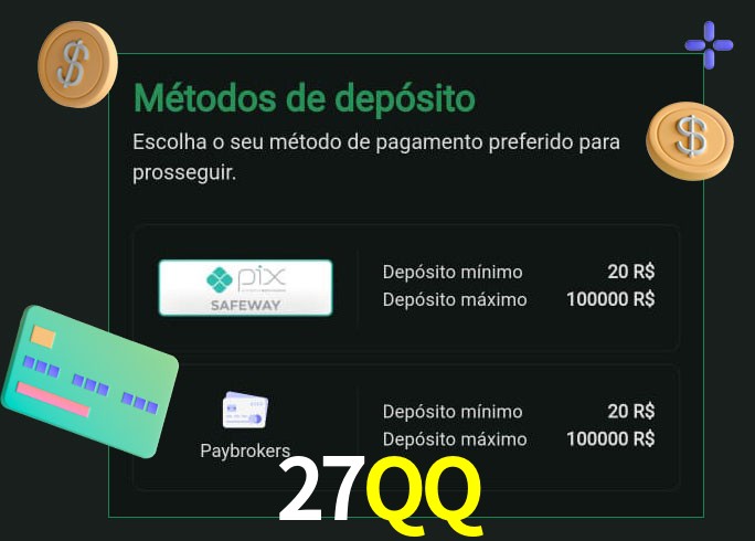 O cassino 27QQ oferece uma grande variedade de métodos de pagamento